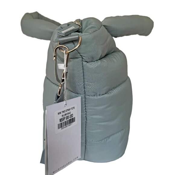 Wilo The Label Light Sage Green Mini Two Strap Puffer Tote/Crossbody Bag NWT - Picture 5 of 11